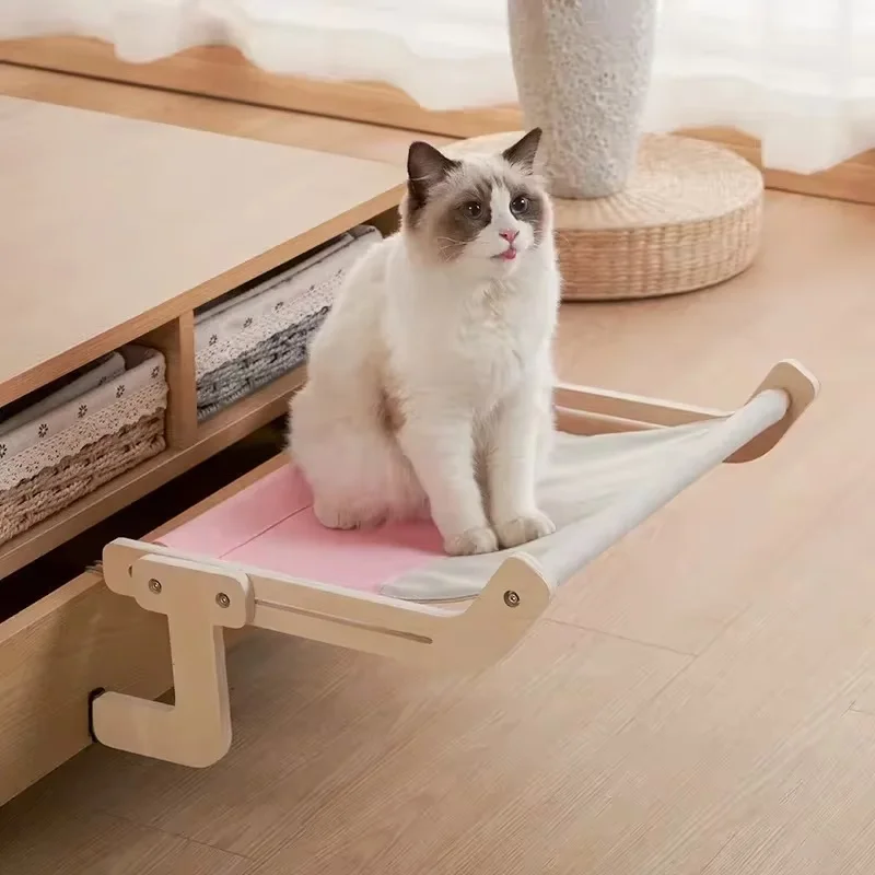 Multi-Layer Plywood Cat Hammock Nest with Cotton Canvas, Durable Wooden Hanging Bed for Pets, Simple to Clean - Image 3