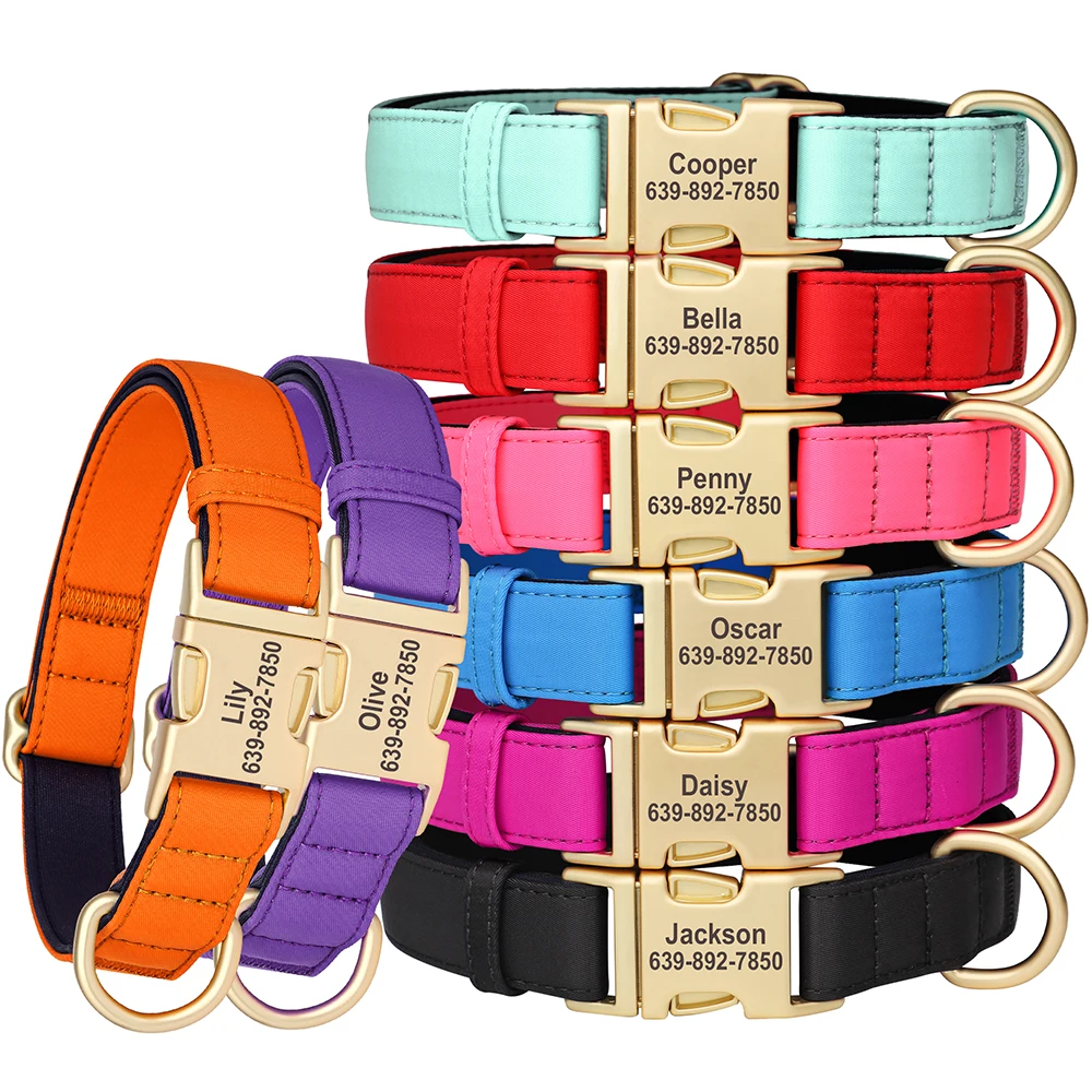 Personalized Dog Collar Waterproof Nylon Dog Collars Soft Padded Pet Necklace Free Engraved for Small Medium Large Dogs Pitbull - Image 2