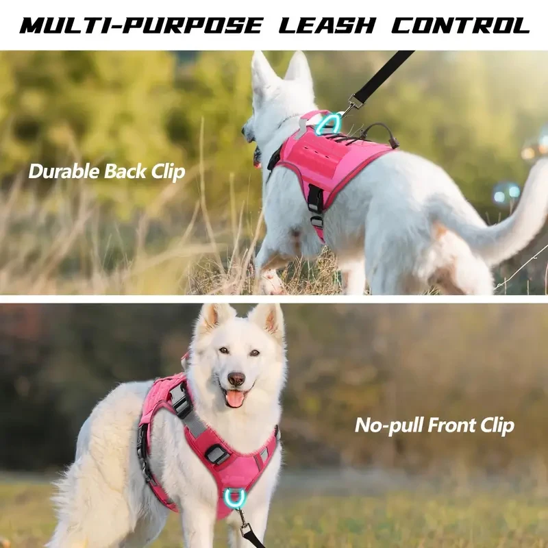 Adjustable No-Pull Tactical Dog Harness with Handle for Large Dogs - Reflective Vest for Labrador Retriever, Siberian H - Image 3