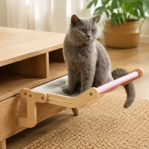 Multi-Layer Plywood Cat Hammock Nest with Cotton Canvas, Durable Wooden Hanging Bed for Pets, Simple to Clean