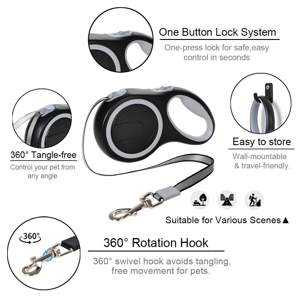 8/5m Dog Leash Strong Nylon Pets Traction Rope Extending Automatic Retractable 50kg Big Dogs Lead Walking Labrador Accessories - Image 2