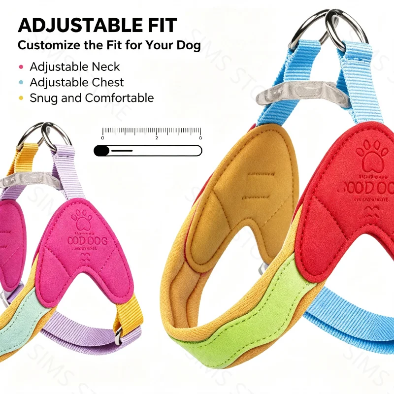 Hot Sale Dopamine Color Saddle Style Dog Harness Breathable Pet Chest Vest With Leash for Small Medium Dogs Wholesale - Image 6