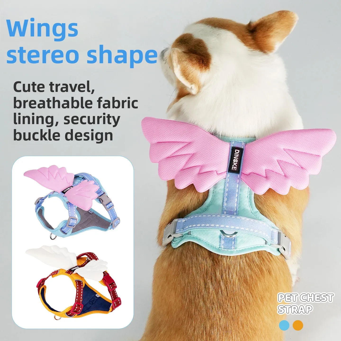 Anti-pull pet harness, escape-proof cat and dog harness with three-dimensional wings, dog leash supplies for pets - Image 2